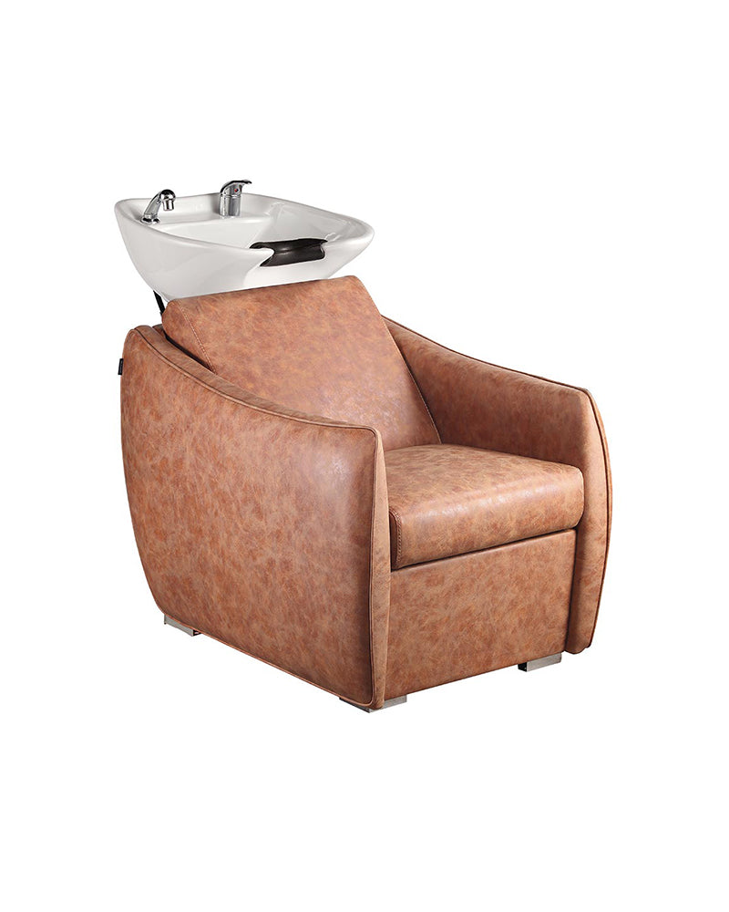 Tan white hairdresser starter kit - with 2 styling stations, 1 washing station, and equipment